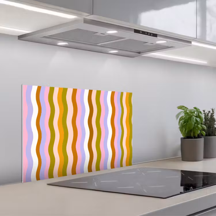 lijnen - Golven - Pastelkleuren - Patroon keuken achterwand spatscherm klein -3d_schuin