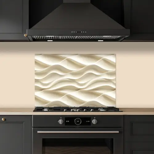 Lijnen - Golvend - Crème keuken achterwand spatscherm klein 900 -sfeer1