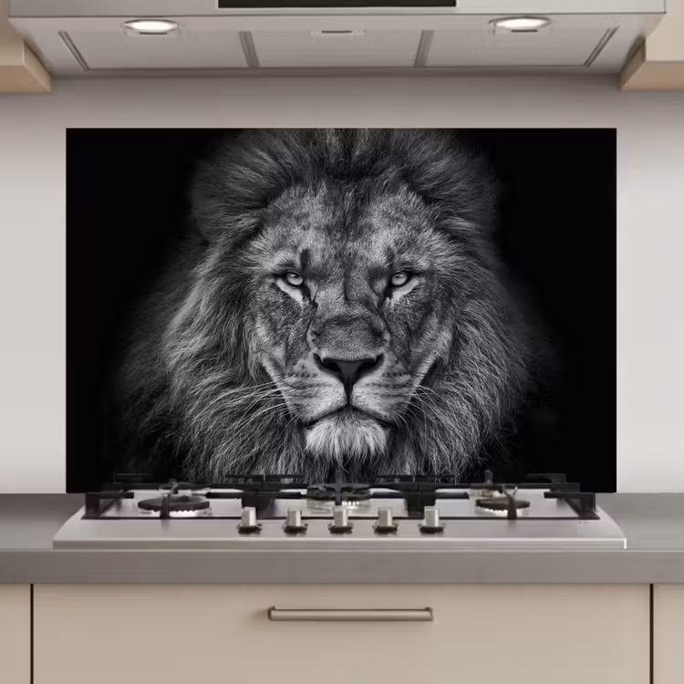 Leeuw - Dieren - Zwart - Wit keuken achterwand spatscherm klein -3d_website