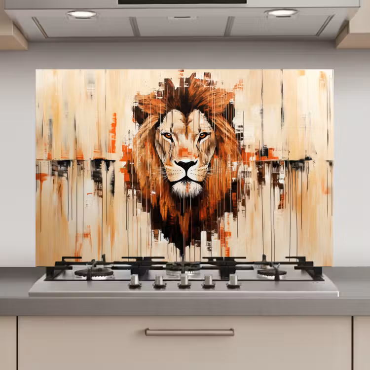 Leeuwenkop - Lijnen - Crème keuken achterwand spatscherm klein -3d_website