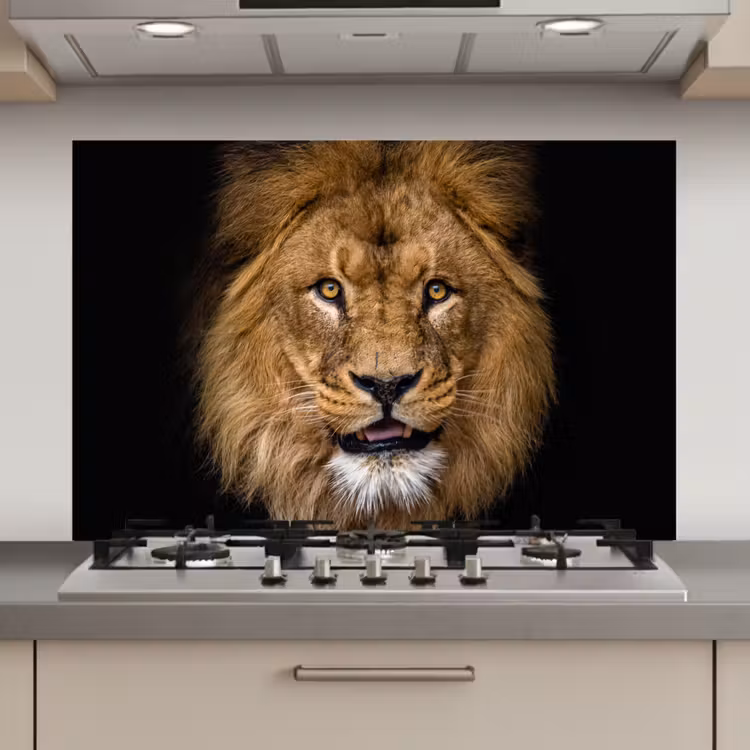 Leeuw - Portret - Zwart - Dieren keuken achterwand spatscherm klein -3d_website