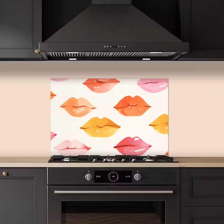 Lippen - Kleurrijk - Glanzend keuken achterwand spatscherm klein -sfeer1