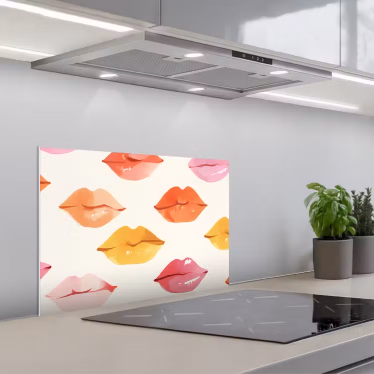 Lippen - Kleurrijk - Glanzend keuken achterwand spatscherm klein -3d_schuin