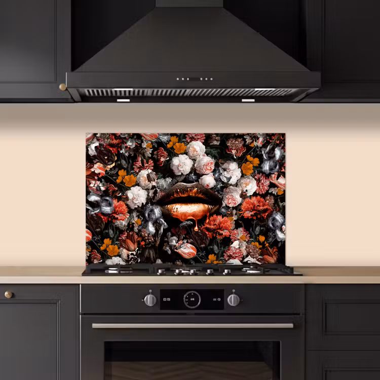 Lippen - Bloemen - Verf - Oranje - Kunst - Abstract - Oude meesters keuken achterwand spatscherm klein -sfeer1