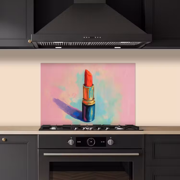 Lippenstift - Rood - Penseelstreken keuken achterwand spatscherm klein -sfeer1