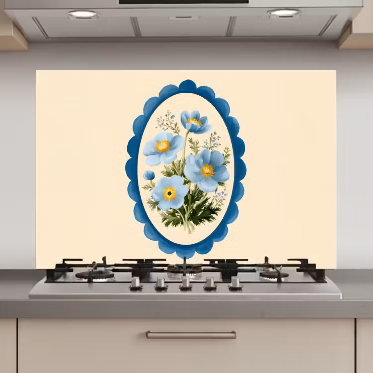 Lijst - Bloemen - Lichtblauw - Illustratie keuken achterwand spatscherm klein -3d_website