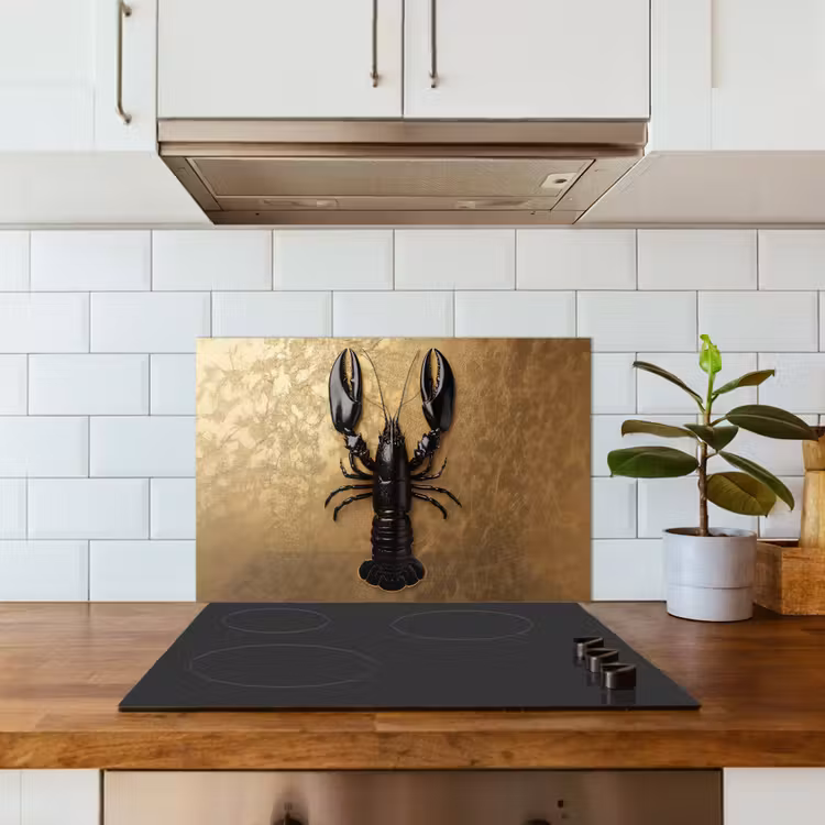 Kreeft - Zwart - Goud - Luxe keuken achterwand spatscherm klein -sfeer2