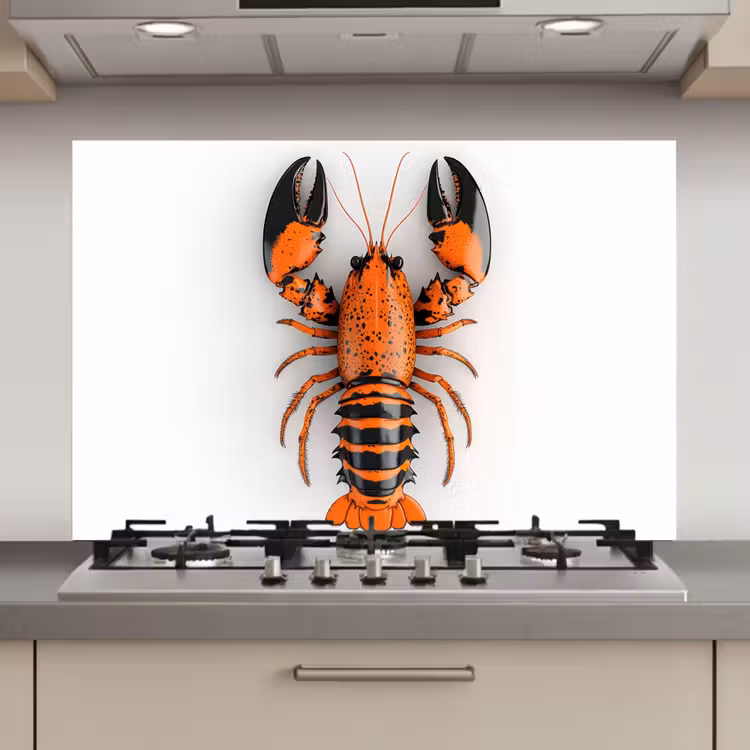 Kreeft - Zwart - Oranje - Wit - Uniek keuken achterwand spatscherm klein -3d_website
