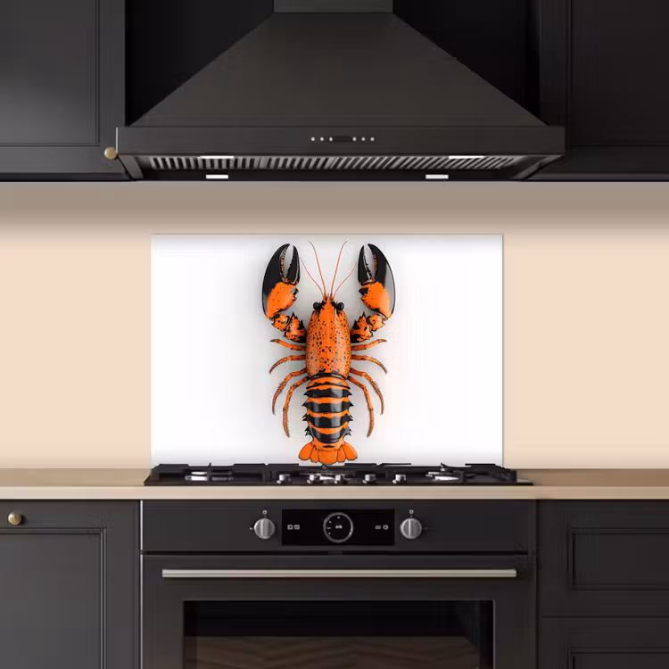 Kreeft - Zwart - Oranje - Wit - Uniek keuken achterwand spatscherm klein -sfeer1