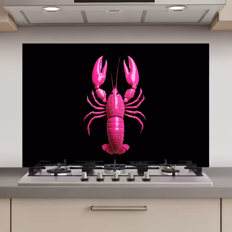Kreeft - Felroze - Stippen - Opvallend keuken achterwand spatscherm klein -3d_website