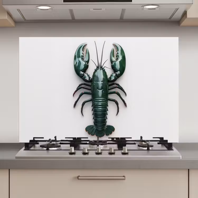 Kreeft - Glossier - Groen - Wit keuken achterwand spatscherm klein -3d_website
