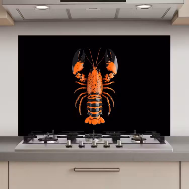 Kreeft - Oranje - Zwart - Modern keuken achterwand spatscherm klein -3d_website