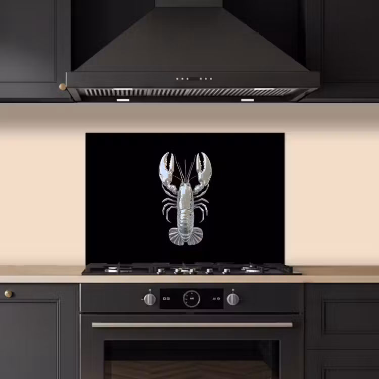 Kreeft - Zilver - Metallic - Luxe keuken achterwand spatscherm klein -sfeer1