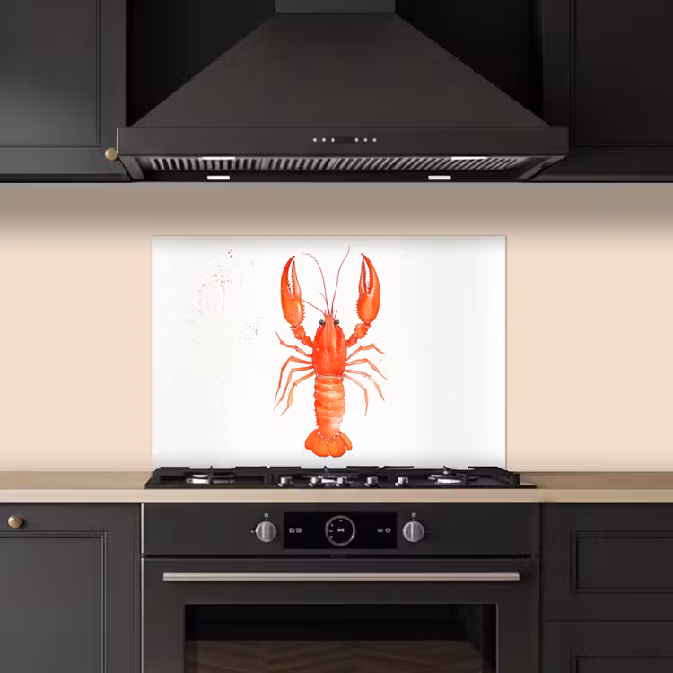Kreeft - Waterverf - Aquarel - Oranje keuken achterwand spatscherm klein -sfeer1