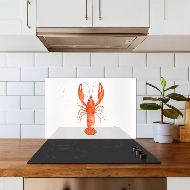 Kreeft - Waterverf - Aquarel - Oranje keuken achterwand spatscherm klein -sfeer2