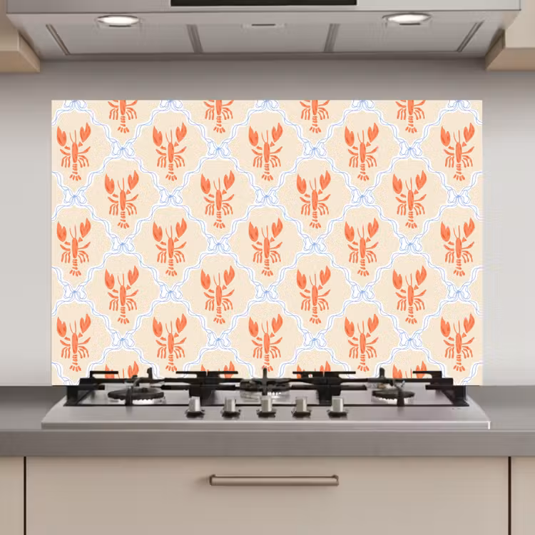 Zee - Kreeft - Blauw - Geel - Oranje keuken achterwand spatscherm klein 900 -3d_website