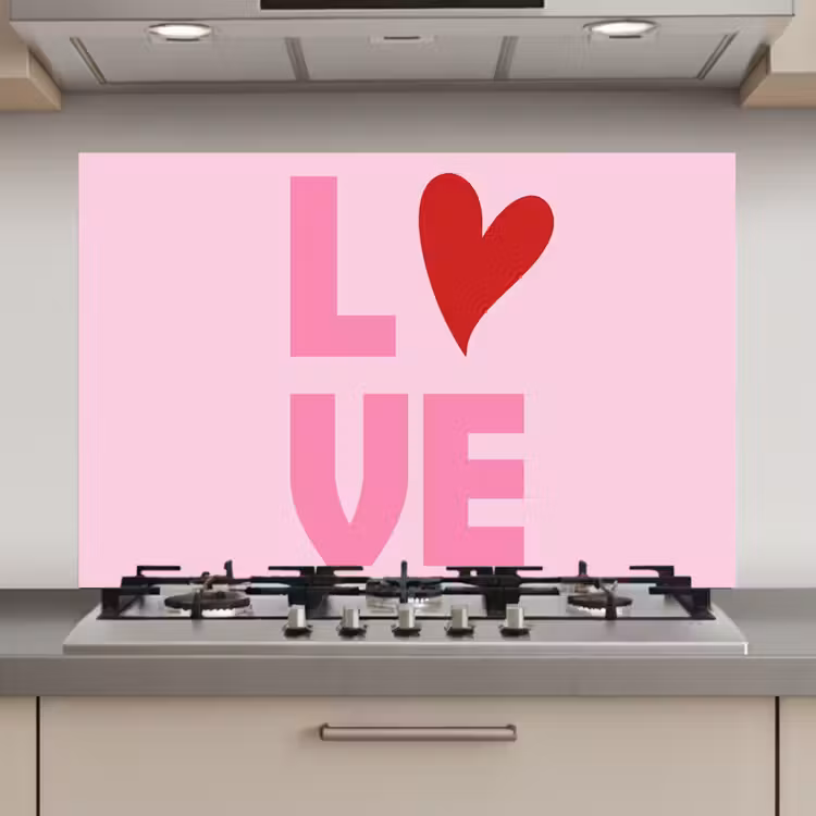 Love - Roze - Hart - Valentijn keuken achterwand spatscherm klein -3d_website