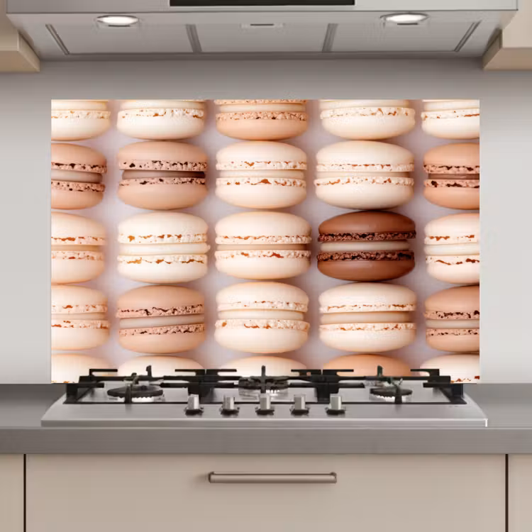 Macarons - Beige - Bruin keuken achterwand spatscherm klein -3d_website