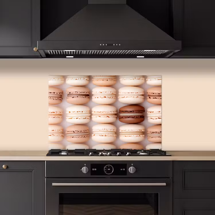 Macarons - Beige - Bruin keuken achterwand spatscherm klein -sfeer1