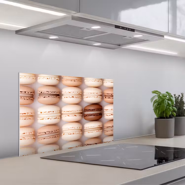 Macarons - Beige - Bruin keuken achterwand spatscherm klein -3d_schuin