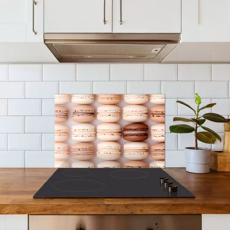 Macarons - Beige - Bruin keuken achterwand spatscherm klein -sfeer2