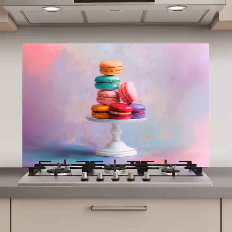 Macarons - Schaal - Pastel - Kleurrijk keuken achterwand spatscherm klein -3d_website