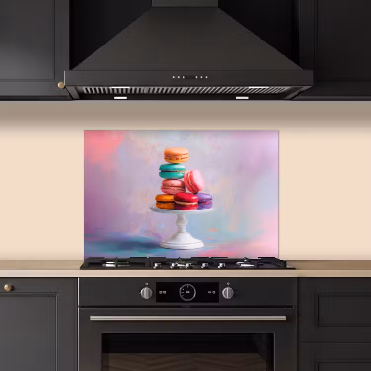 Macarons - Schaal - Pastel - Kleurrijk keuken achterwand spatscherm klein -sfeer1