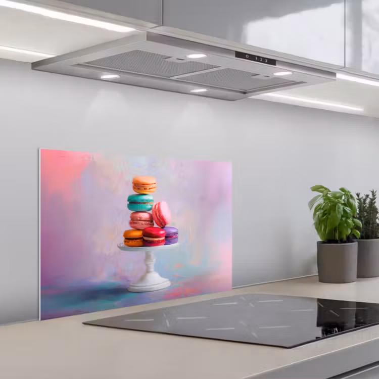Macarons - Schaal - Pastel - Kleurrijk keuken achterwand spatscherm klein -3d_schuin