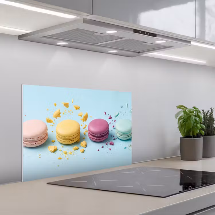 Macarons - Kleurrijk - Pastel keuken achterwand spatscherm klein -3d_schuin