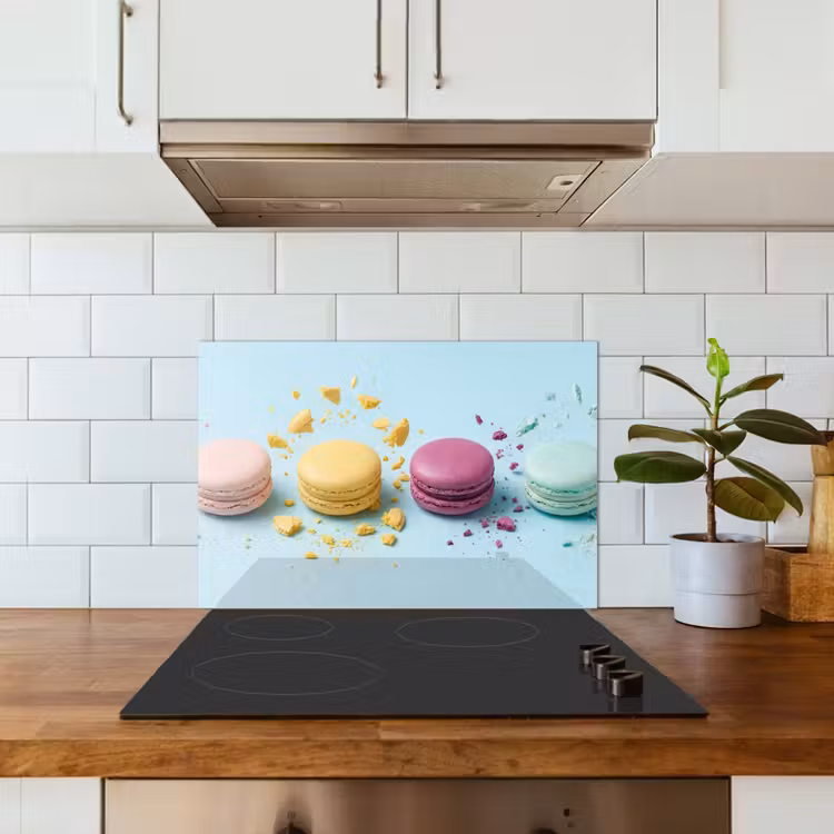 Macarons - Kleurrijk - Pastel keuken achterwand spatscherm klein -sfeer2