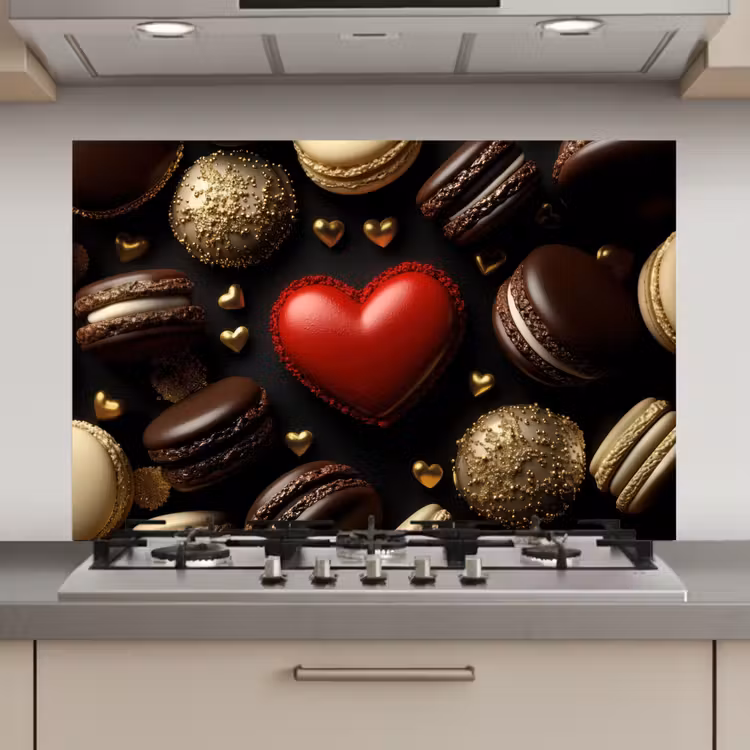 Macarons - Rood - Hart keuken achterwand spatscherm klein -3d_website