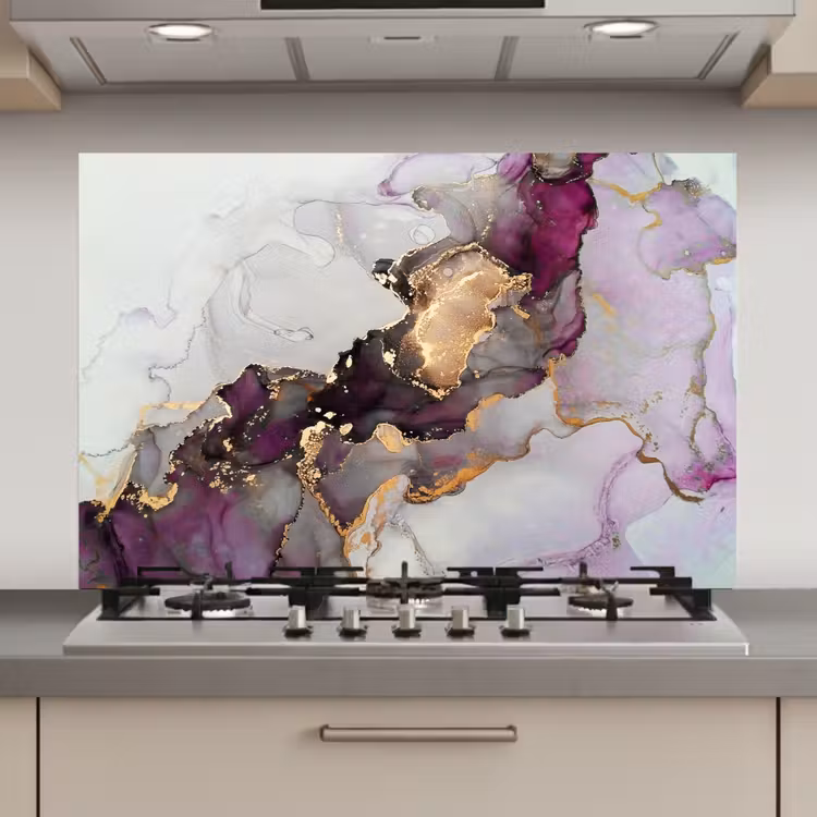 Marmer - Abstract - Goud - Paars keuken achterwand spatscherm klein -3d_website