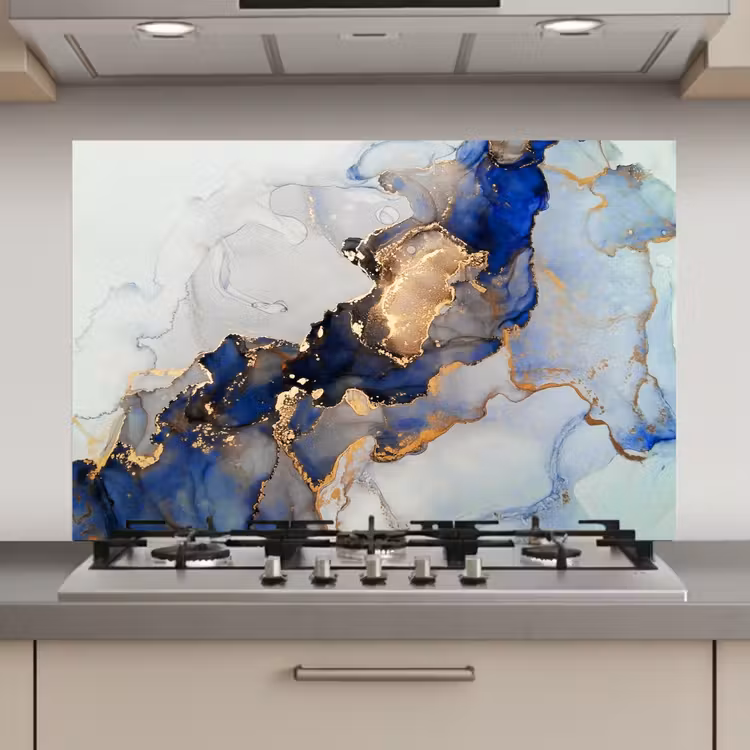Marmer - Blauw - Goud keuken achterwand spatscherm klein -3d_website