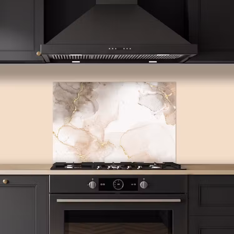 Marmer - Bruin - Gouden keuken achterwand spatscherm klein -sfeer1