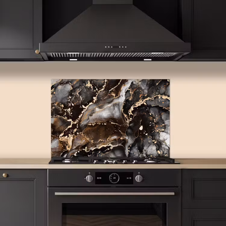 Marmer - Goud - Glitter - Luxe keuken achterwand spatscherm klein -sfeer1