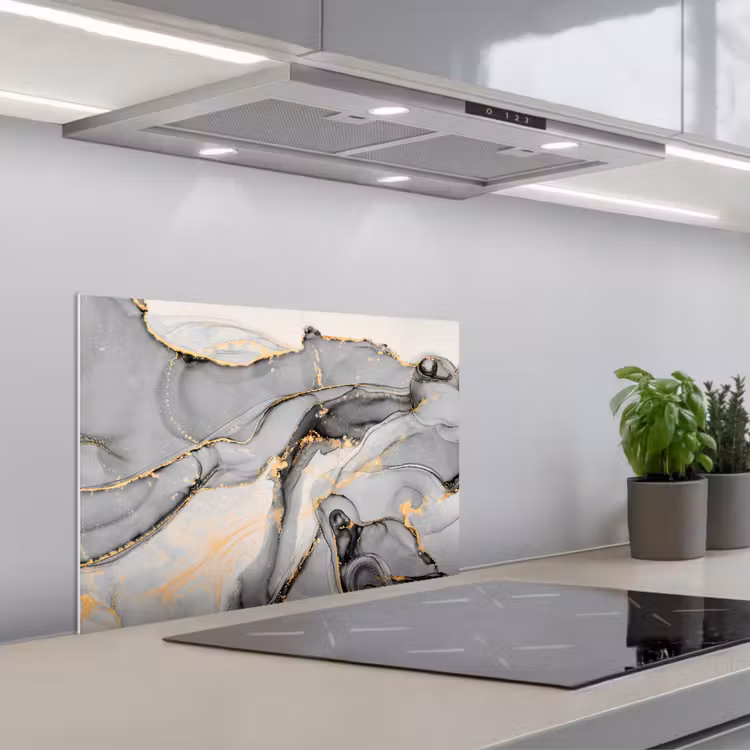 Marmer - Goud - Grijs keuken achterwand spatscherm klein -3d_schuin