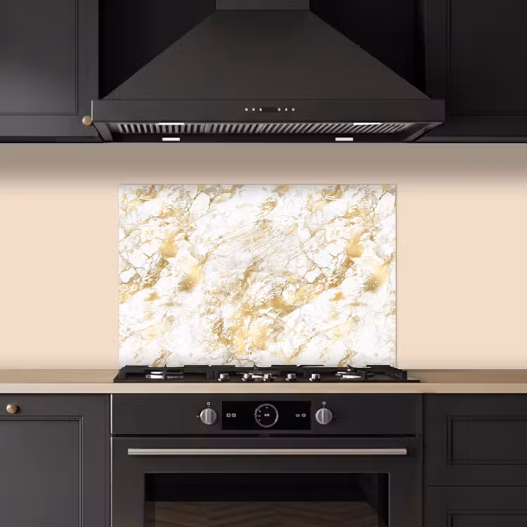 Marmer - Goud - Structuur keuken achterwand spatscherm klein 900 -sfeer1
