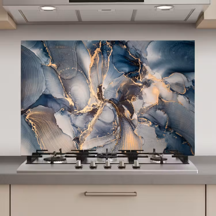 Marmer - Grijs - Blauw - Luxe - Goud keuken achterwand spatscherm klein -3d_website