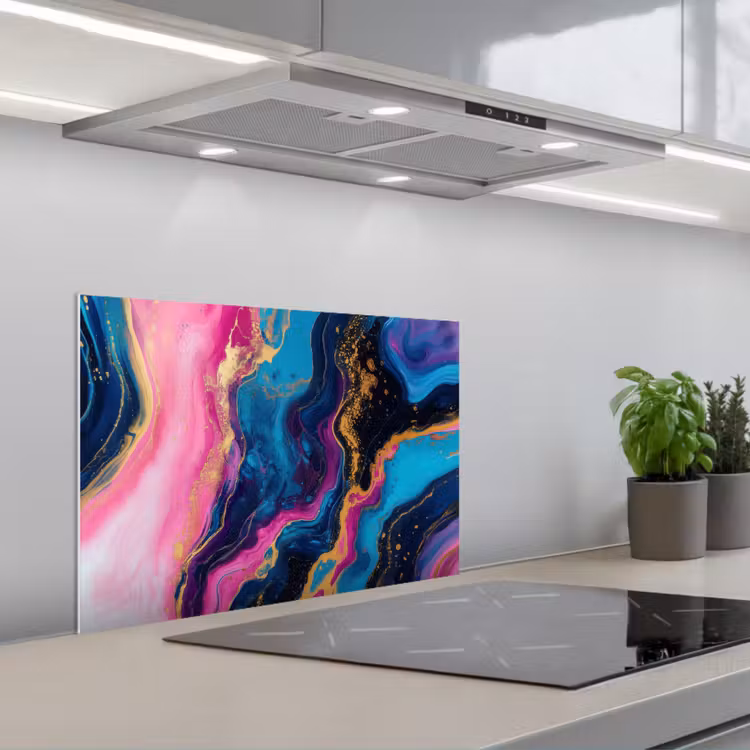 Marmer - Modern - Goud keuken achterwand spatscherm klein -3d_schuin