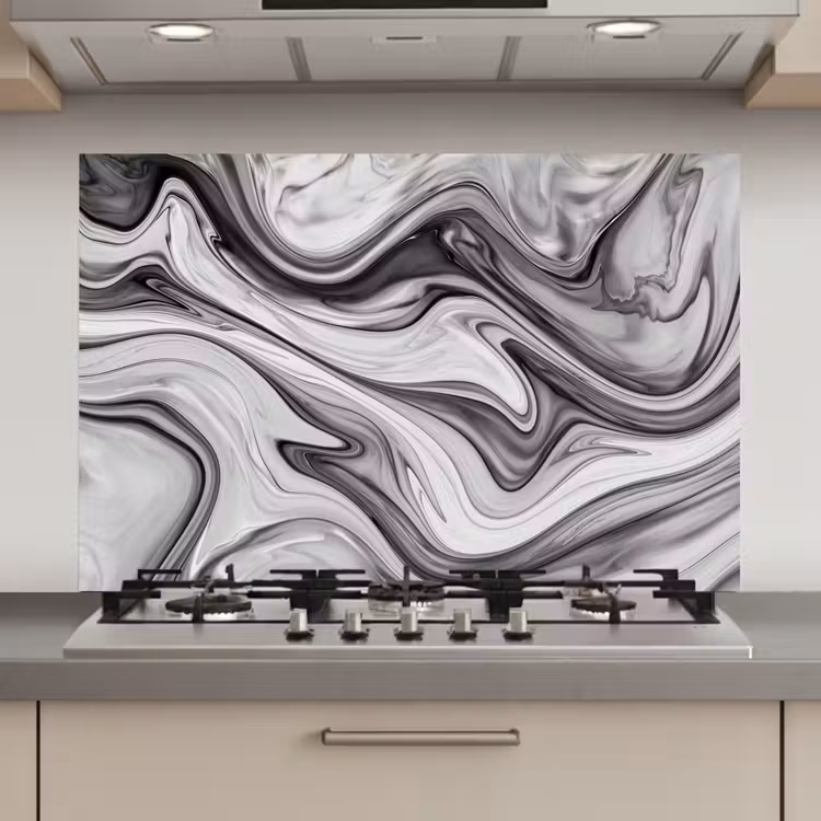 Marmer - Patronen - Grijs - Marmerlook - Zwart keuken achterwand spatscherm klein -3d_website