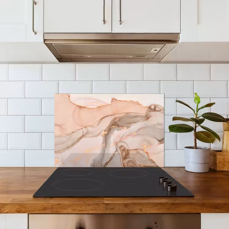 Marmer - Roze - Rosé keuken achterwand spatscherm klein -sfeer2