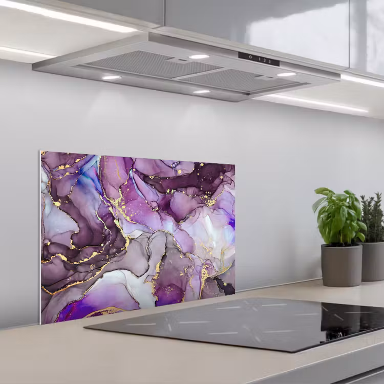 Marmer - Roze - Paars - Gold keuken achterwand spatscherm klein -3d_schuin