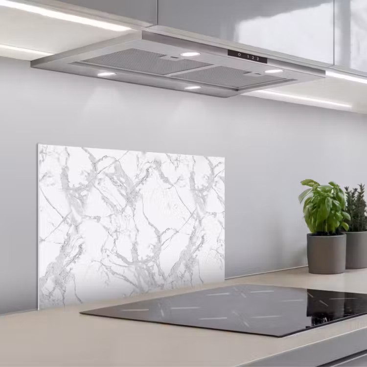 Marmer - Zuiver - Grijs - Aders keuken achterwand spatscherm klein 900 -3d_schuin
