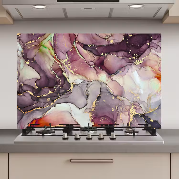 Marmer - Rood - Paars - Goud keuken achterwand spatscherm klein -3d_website