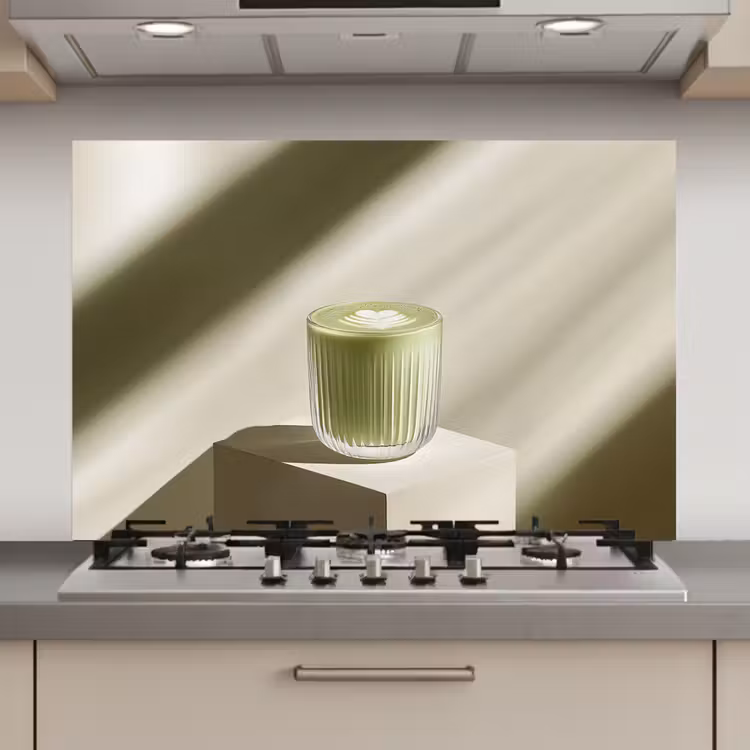 Matcha - Glas - Groen - Minimalistisch keuken achterwand spatscherm klein -3d_website