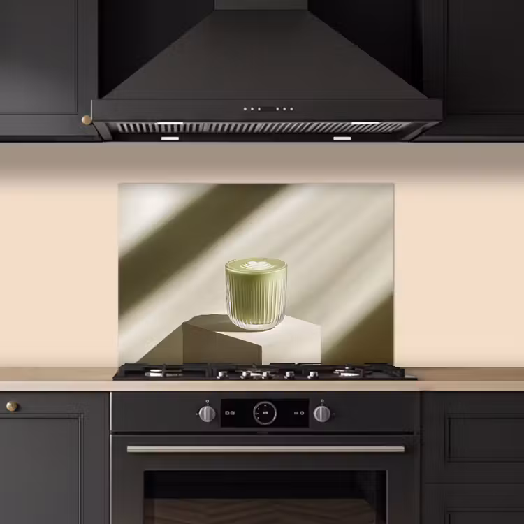 Matcha - Glas - Groen - Minimalistisch keuken achterwand spatscherm klein -sfeer1