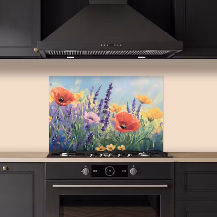 Weide - Bloemen - Kleurrijk keuken achterwand spatscherm klein -sfeer1