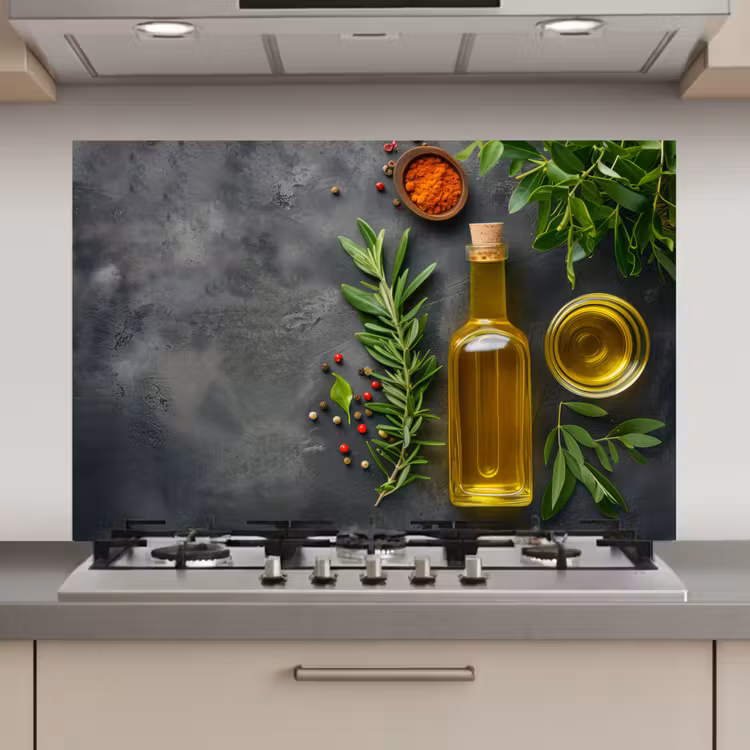 Mediterrane Keukenessenties keuken achterwand spatscherm klein -3d_website