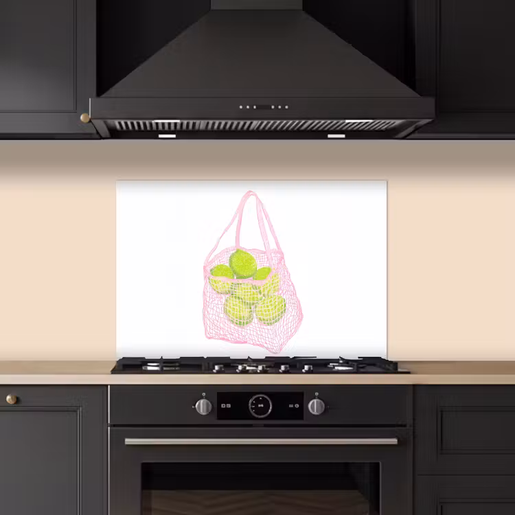 Netzakje - Roze - Illustratie - Limoenen keuken achterwand spatscherm klein -sfeer1