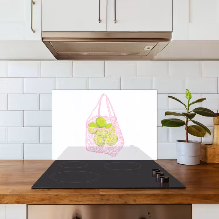 Netzakje - Roze - Illustratie - Limoenen keuken achterwand spatscherm klein -sfeer2